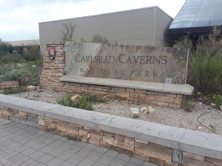 The Carlsbad Caverns National Park entrance sign