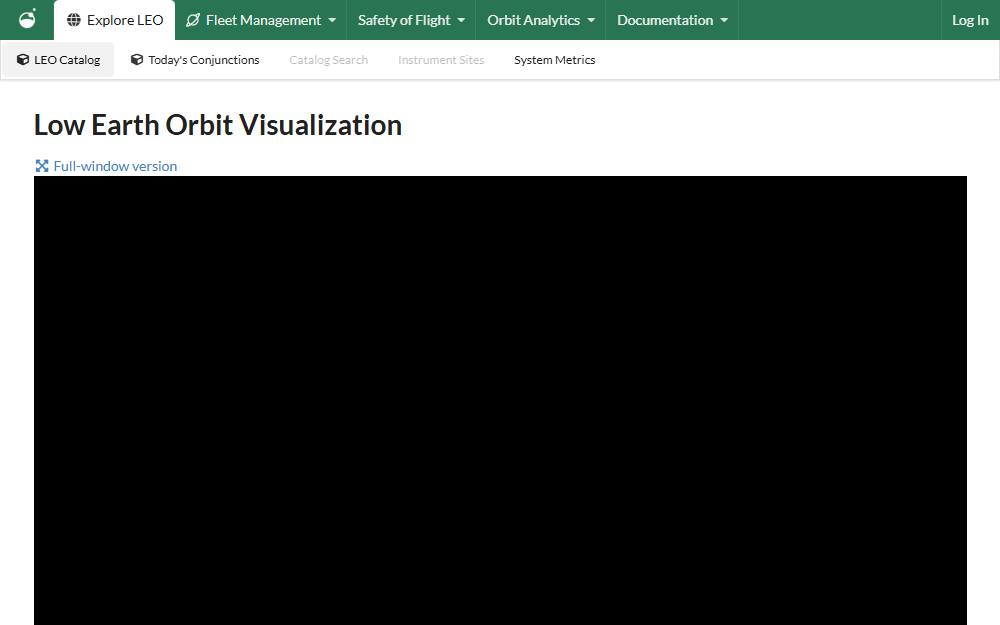 Screenshot of LeoLabs Orbit Visualization